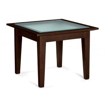Square End Table with Glass Top 