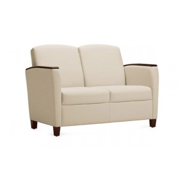 Orion Two Seat Lounge Sofa with Wood Armcaps 