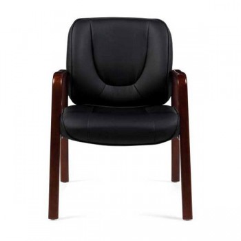 Luxhide Guest Chair with Wood Accents 