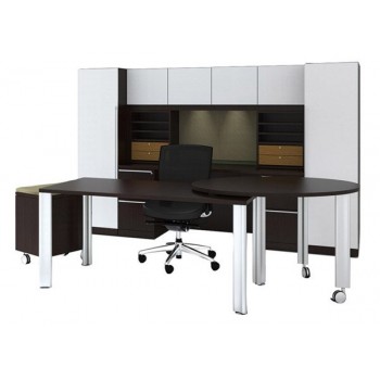 Verde Table Desk with Pivot Private Office 