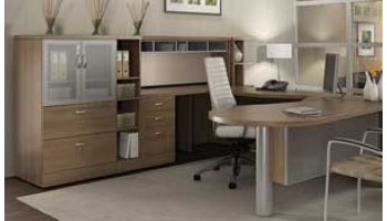 OTG 71W x 42D Bowfront Desk - Double Hanging Pedestal – Office Furniture  Today
